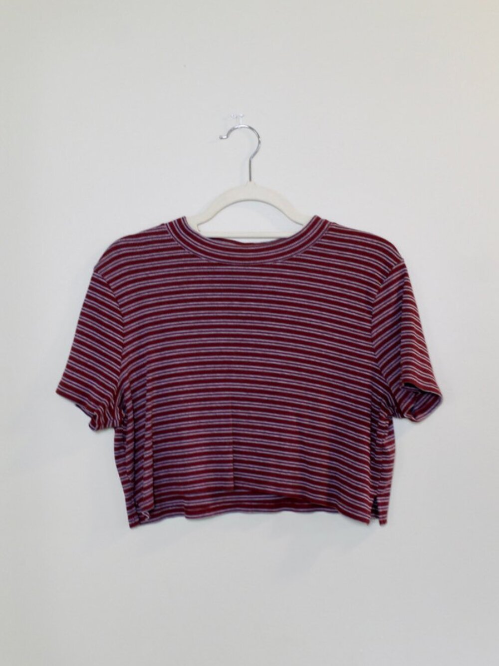 Striped Burgundy Crop Top - Women